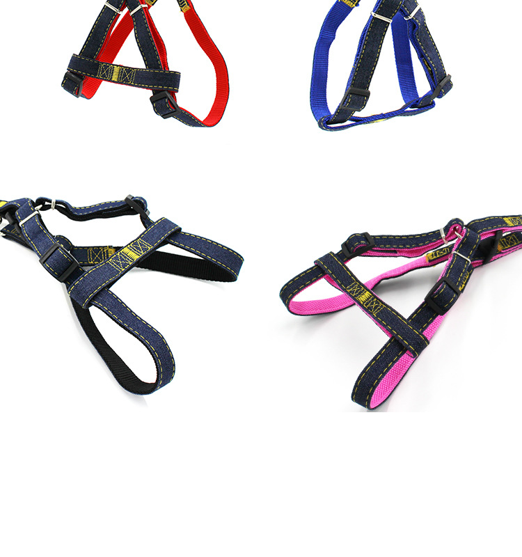 【3-70 pounds 】 Pet leash, dog leash, collar, cat and dog denim chest and shoulder strap set, pet supplies pic 16