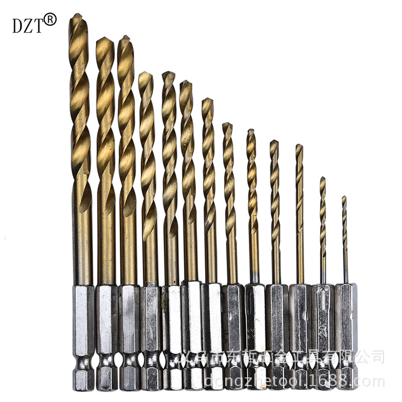 13pc high-speed steel titanium-coated twist drill bits/hexagonal handle drill bits/electric drill bits 1.5-6.5mm thin plate drill bits pic 5
