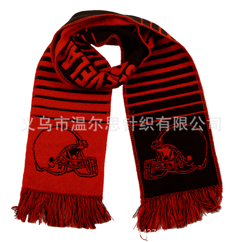 梭织腈纶围提花针织围巾礼品围巾球迷围巾专业加工定制球场logo标详情1