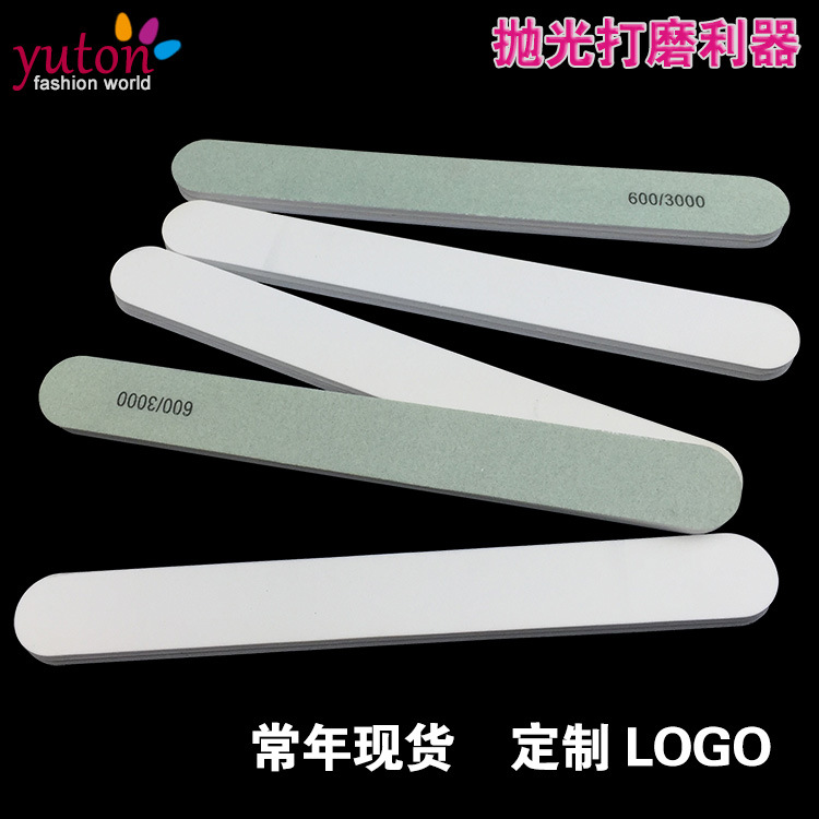 In stock: blank, wordless nail care tools, double-sided nail polishing files, green and white super polishing strips, and decorative silver polishing sticks pic 3