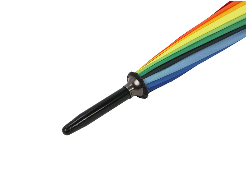 彩虹色雨伞16骨创意自动彩虹伞广告伞长柄雨伞直杆礼品伞批发现货详情29