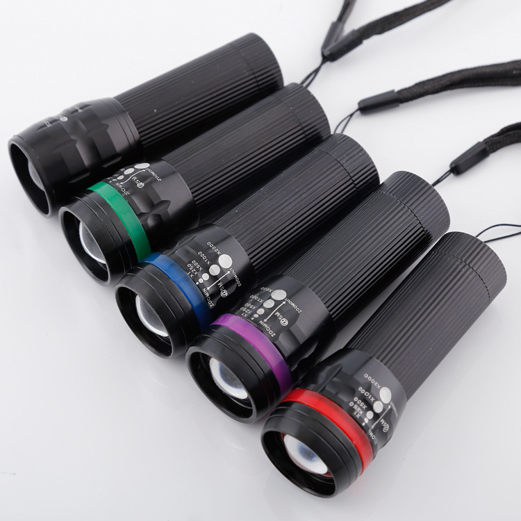Three-speed LED flashlight, telescopic focal length, mini aluminum alloy gift, pull tube, strong light telescopic pic 2