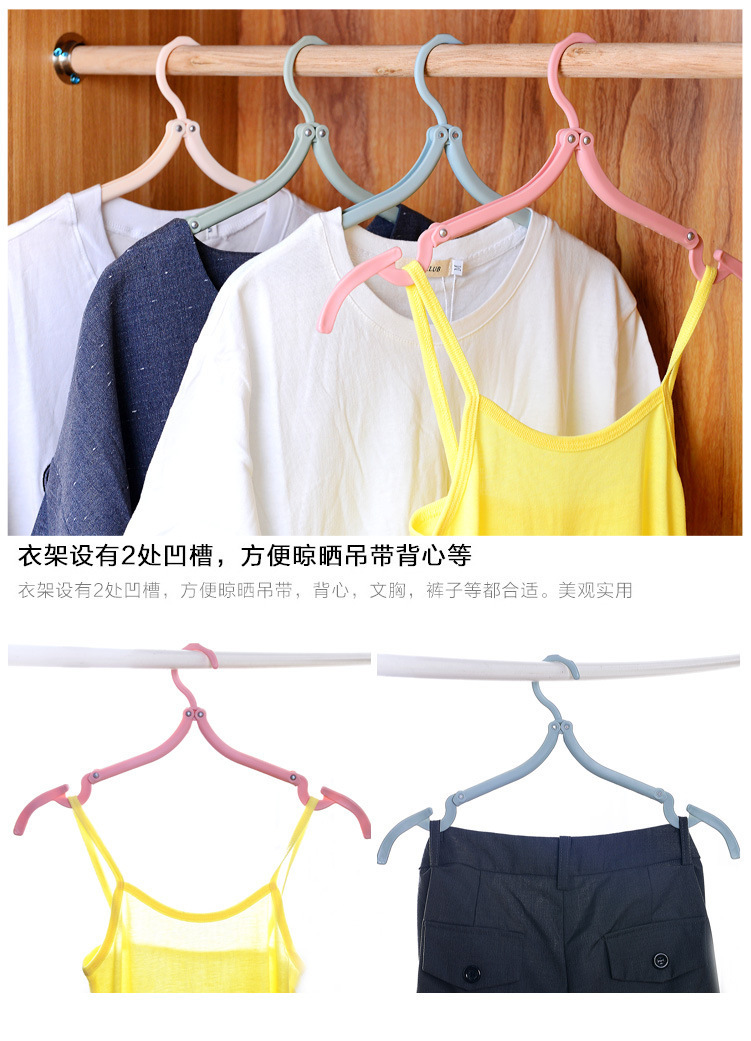 可折叠魔术旅行折叠衣架便携户外旅游防滑衣架 塑料晾衣架衣撑子详情3