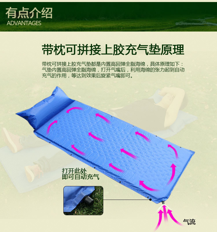 盛源自动充气垫可拼接海绵垫简易便携户外气床垫野营帐篷睡垫详情15