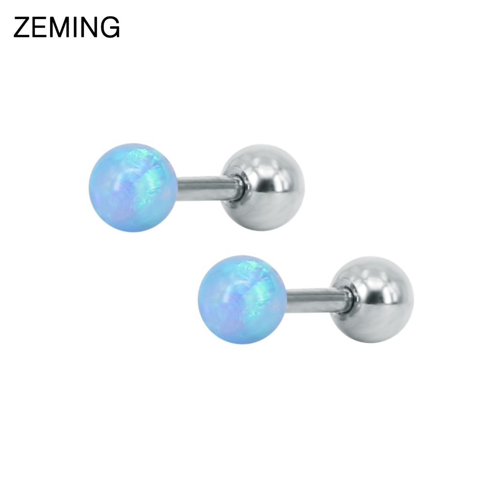 韩国时尚澳宝耳钉欧泊耳骨钉圆球百搭钛钢耳环流行软骨穿刺耳蜗钉详情6