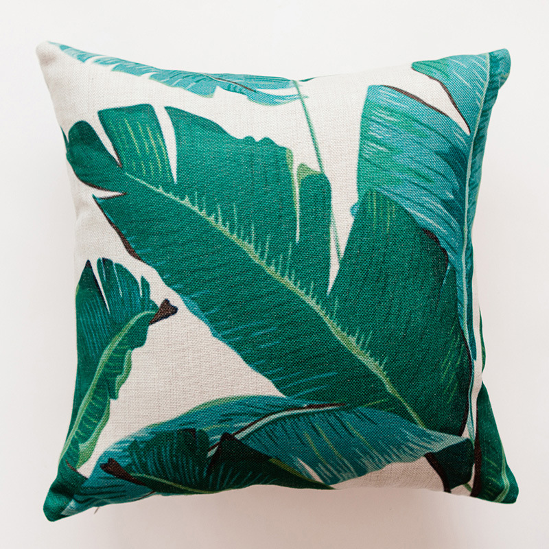 Heavyweight cotton and linen tropical rainforest leaf cactus printed throw pillow, sofa cushion, car cushion cover pic 18
