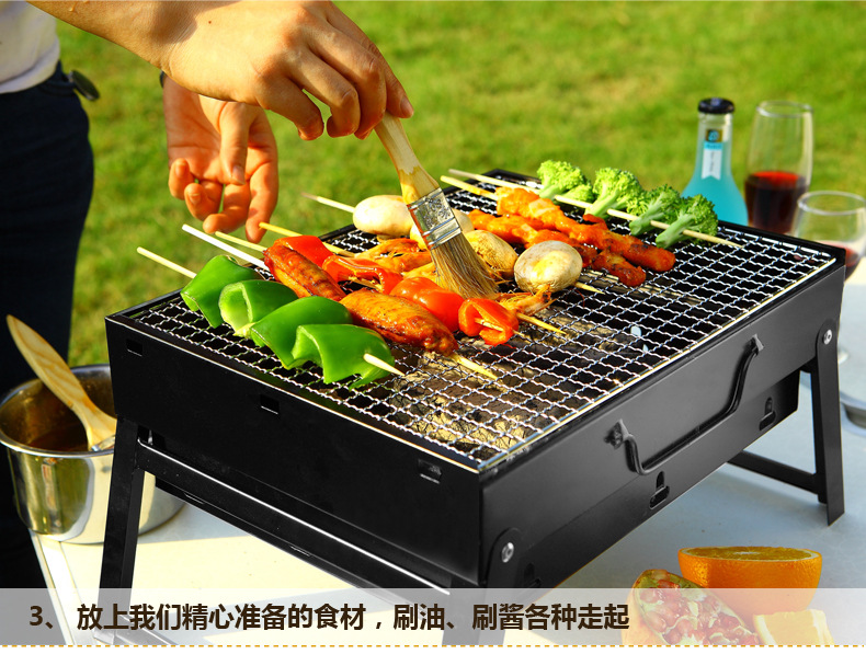Folding Zibo barbecue grill, outdoor portable barbecue grill, household charcoal grill, BBQ factory direct sales pic 12