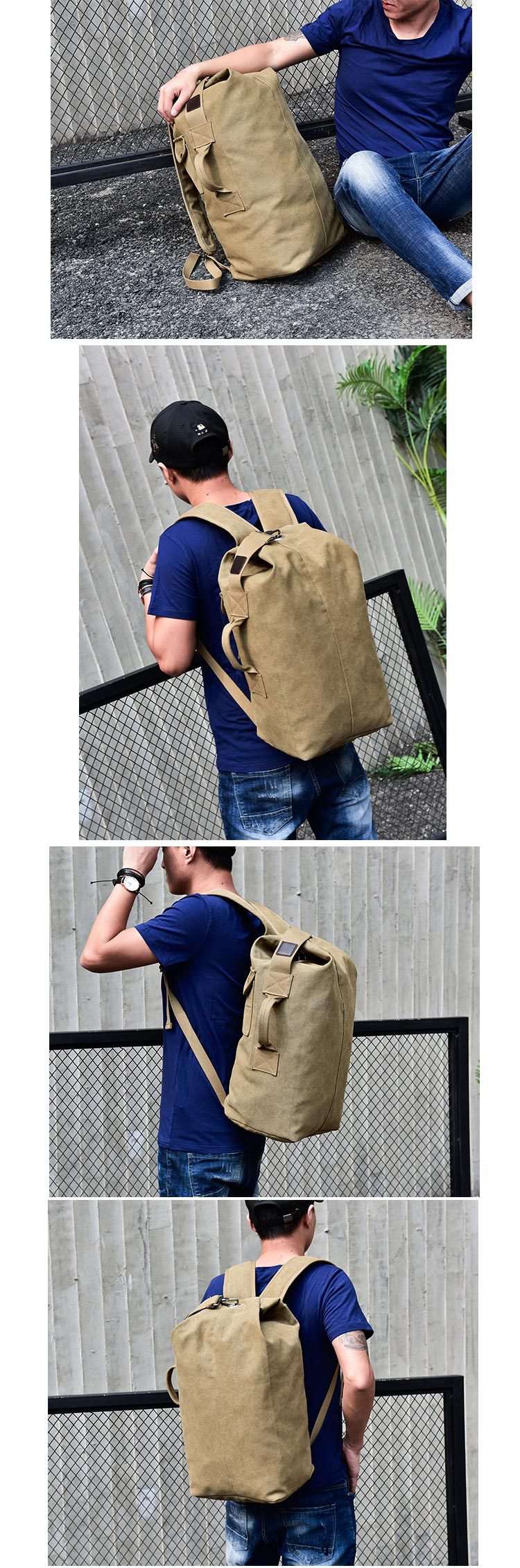 Fashionable large-capacity travel backpack for men, outdoor travel sports bag, trendy canvas backpack for men pic 2