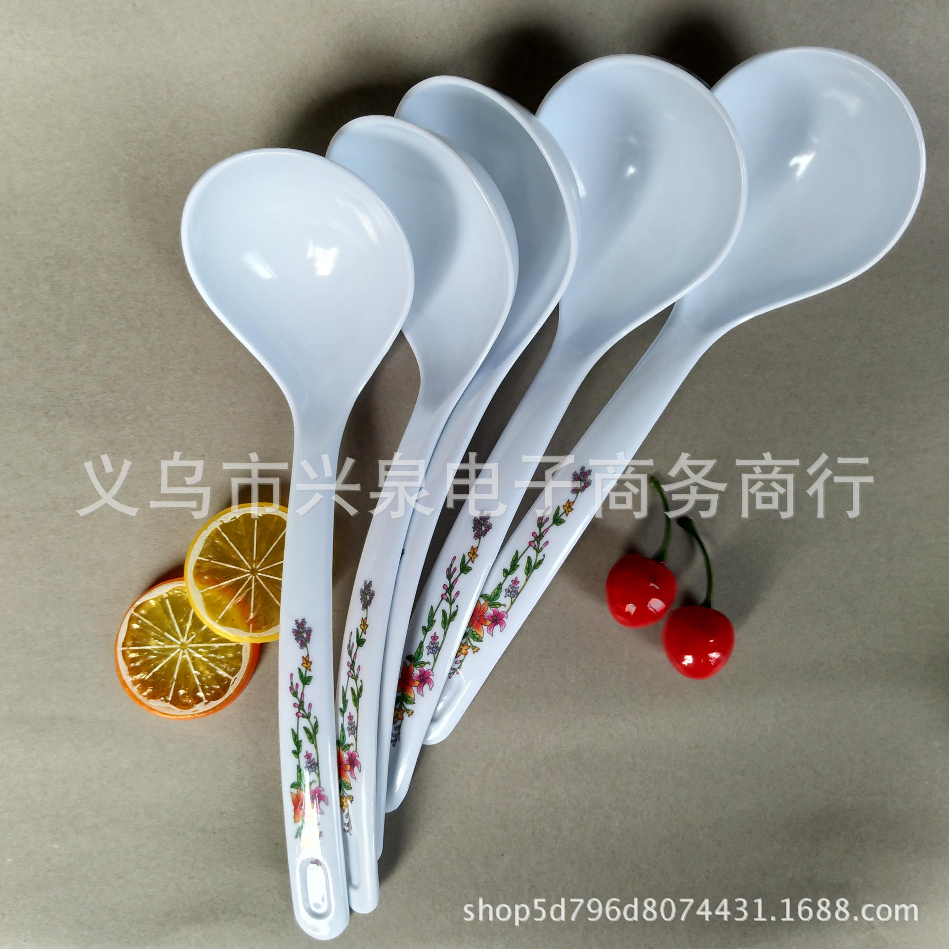 【 Zone 3-9 】 Large white spoon 20/ pack 600/ box Thick large white spoon rice spoon Plastic large soup spoon Porcelain imitation soup spoon Melamine spoon kitchenware pic 4