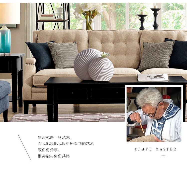 Wholesale of modern Nordic leaf ornaments, home soft furnishings, simple white ceramic vases, handicrafts and decorations pic 4