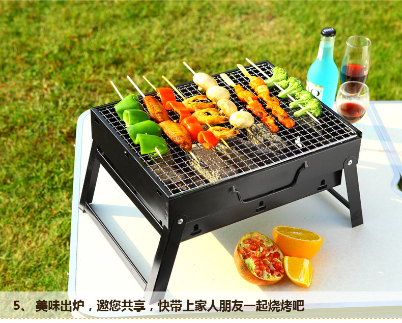 Folding Zibo barbecue grill, outdoor portable barbecue grill, household charcoal grill, BBQ factory direct sales pic 13