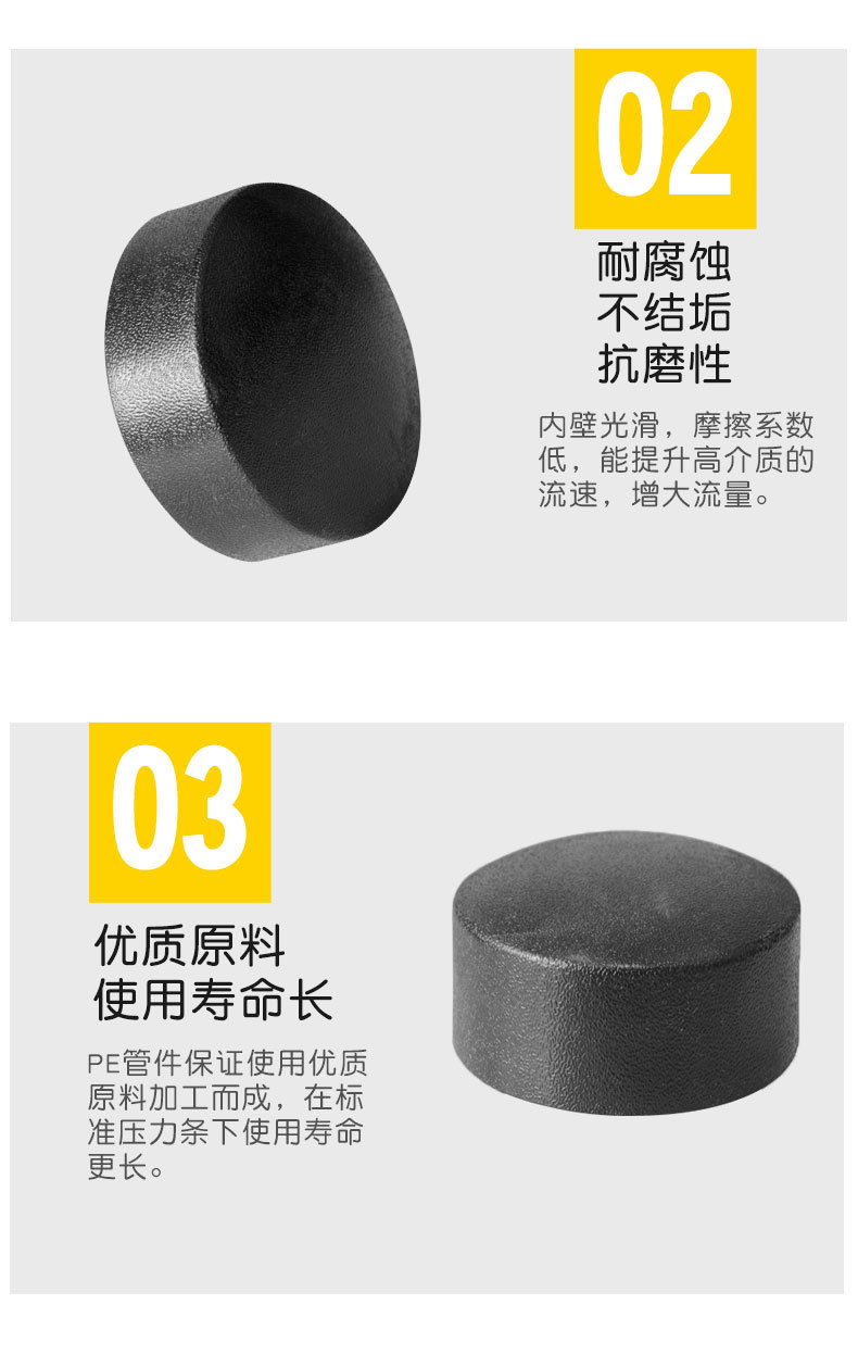 承插式管帽PE管帽PE给水管件D20-110PE水管配件规格齐全厂家直销详情5