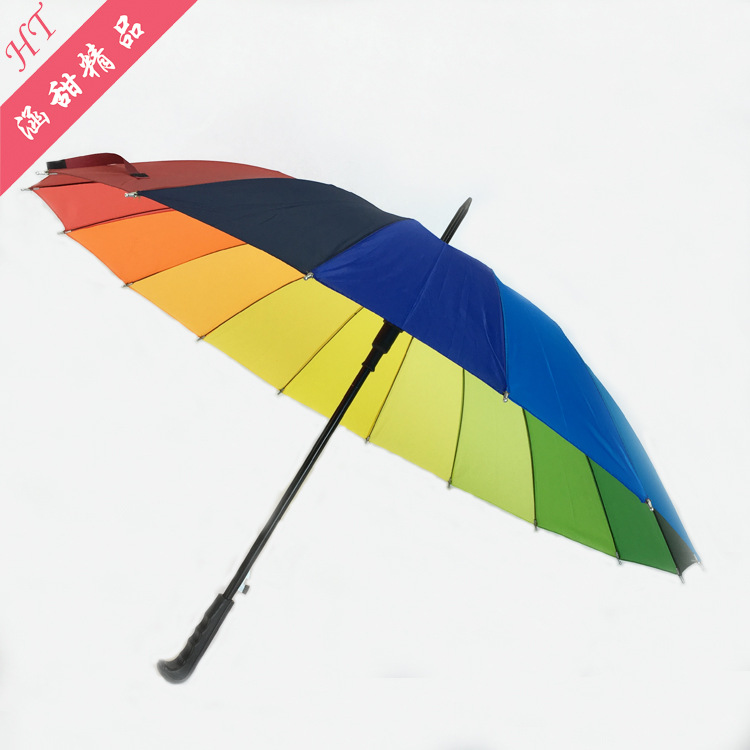 Factory wholesale straight 16-bone rainbow umbrellas, long-handled automatic umbrellas, creative gifts, advertising umbrellas, logo printing pic 19