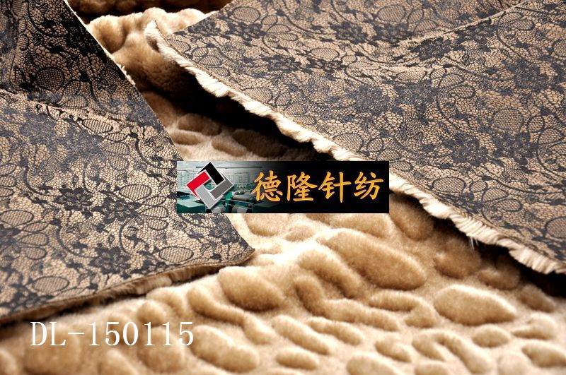 Knitted warp knitted lace patterned gilded suede fleece composite brushed and cut loop fleece washed waterproof clothing fabric pic 2