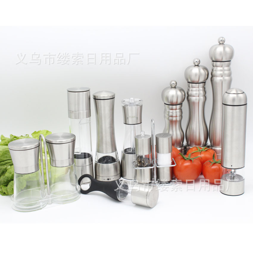 In-stock stainless steel pepper mill, cross-border new grinding set, salt shaker, pepper shaker, high-end kitchen small tools pic 8