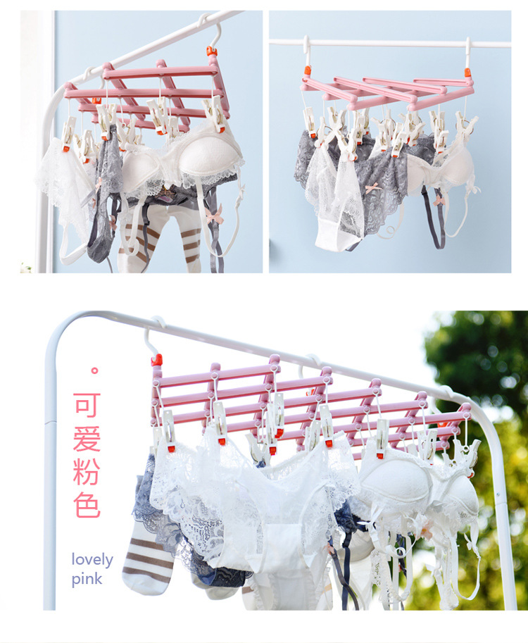 29-roller quick-folding clothes drying rack, windproof multi-head, foldable and extendable multi-functional plastic clothes drying rack pic 12