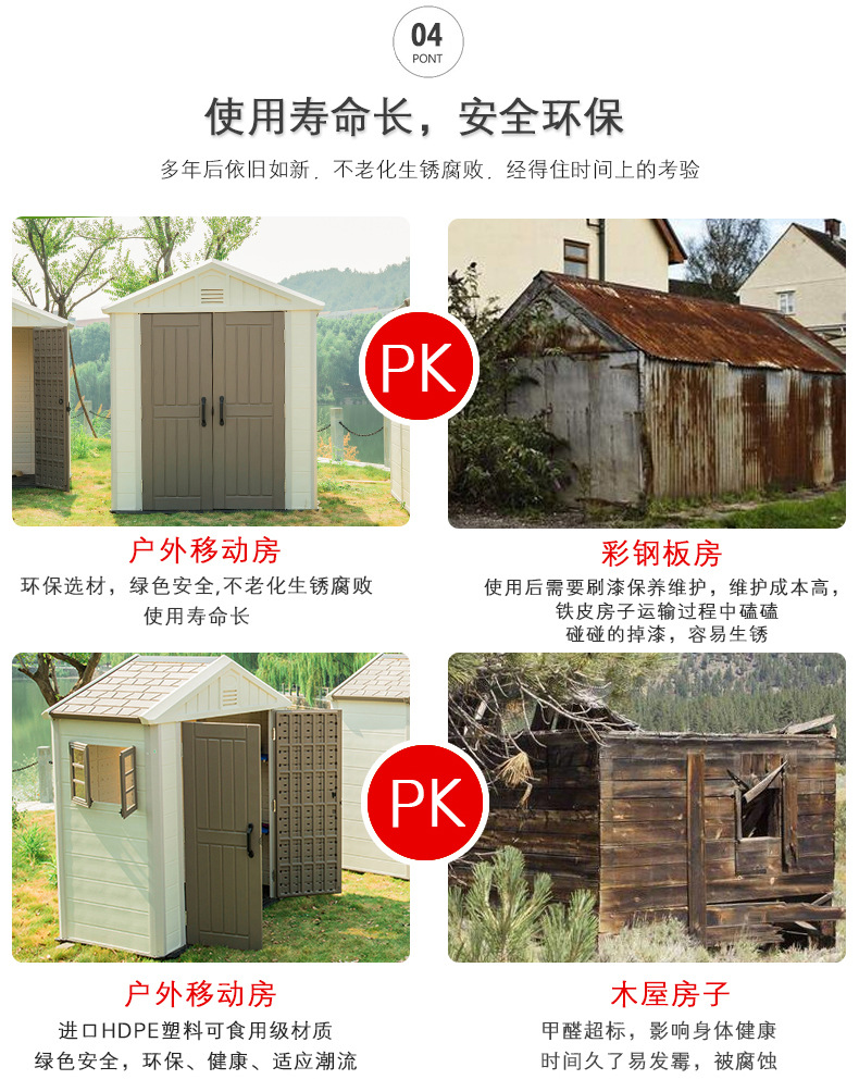 户外花园储物工具房移动简易组装庭院别墅杂物收纳活动板房可住人详情8