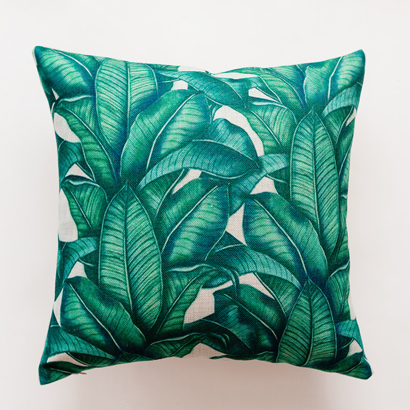 Heavyweight cotton and linen tropical rainforest leaf cactus printed throw pillow, sofa cushion, car cushion cover pic 24