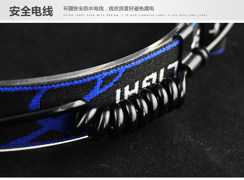 跨境户外钓鱼头灯批发T6LED强光伸缩变焦多功能头灯充电感应头灯详情18