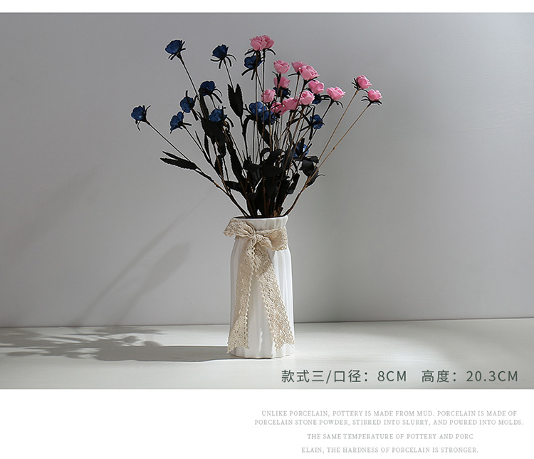 文艺白色小清新干花花瓶陶瓷水培花插花器满天星客厅现代摆件装饰详情4