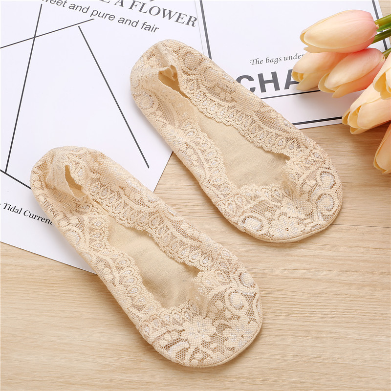 蕾丝船袜女浅口冰丝隐形袜整圈硅胶防滑船袜薄女士袜子详情3