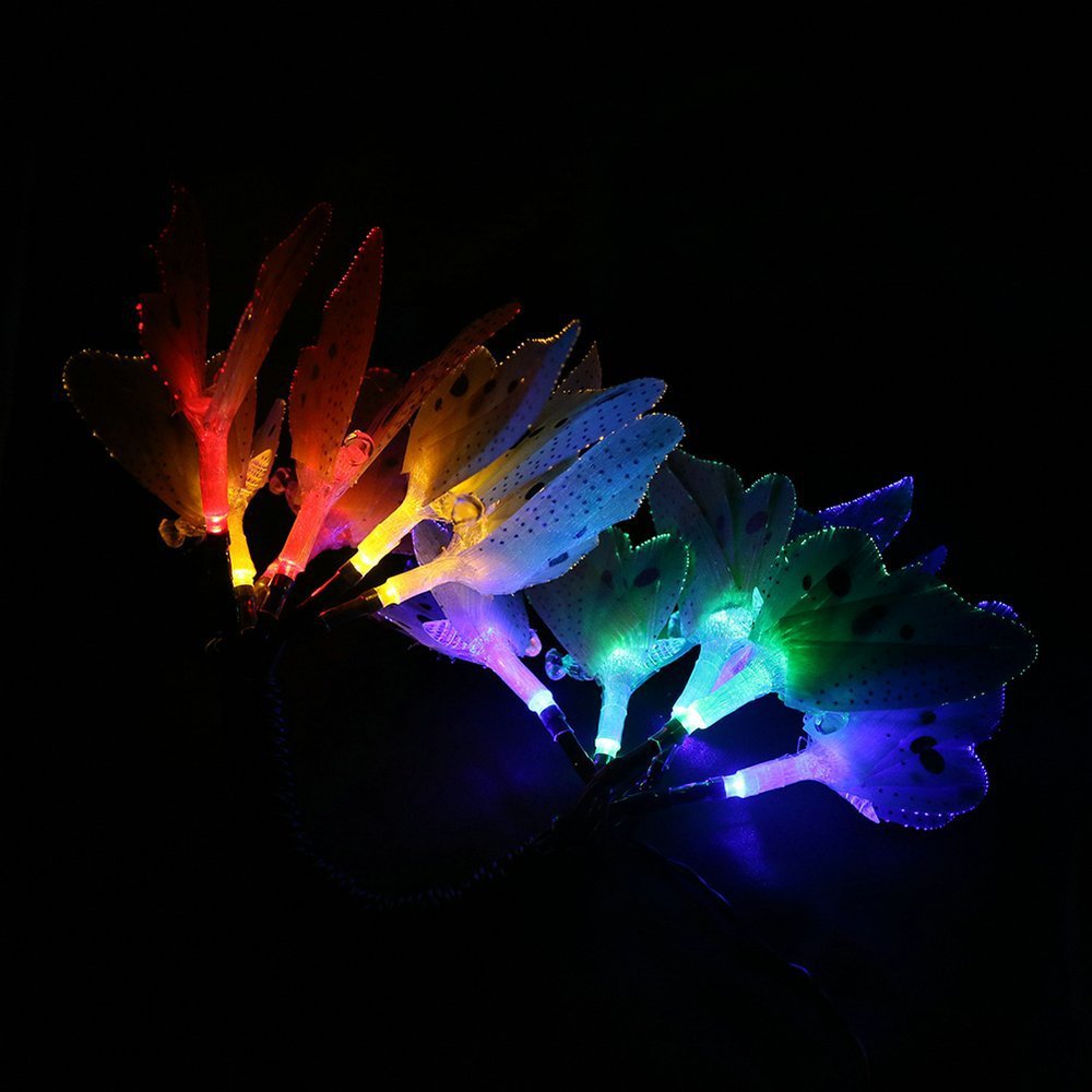 The manufacturer supplies 12LED fiber optic butterfly solar waterproof garden Christmas e-commerce best-selling light strings for same-day shipment pic 42
