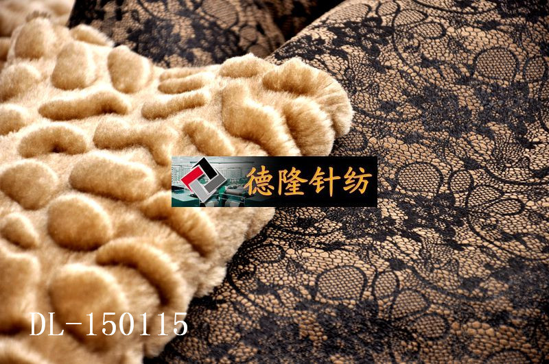 Knitted warp knitted lace patterned gilded suede fleece composite brushed and cut loop fleece washed waterproof clothing fabric pic 1