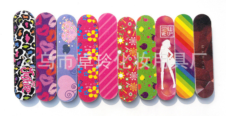 Cross-border in-stock nail file nail tips, color-printed mini nail files, double-sided printed grinding strips, 9cm pic 10