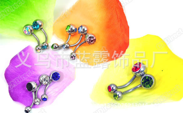 彩色双钻脐钉批发欧美跨境不锈钢简约组合套装超闪圆球款穿刺饰品详情5