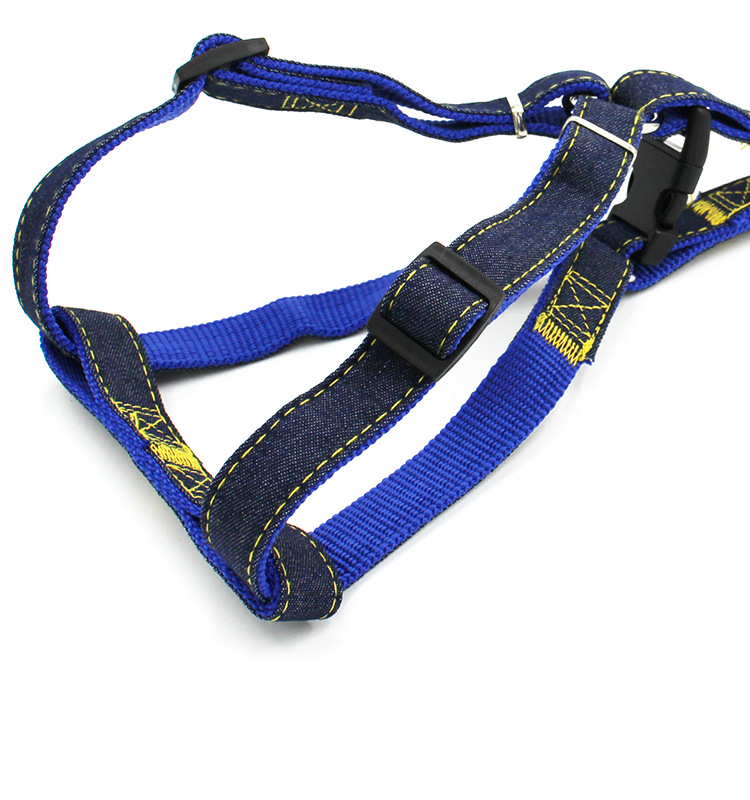【3-70 pounds 】 Pet leash, dog leash, collar, cat and dog denim chest and shoulder strap set, pet supplies pic 18