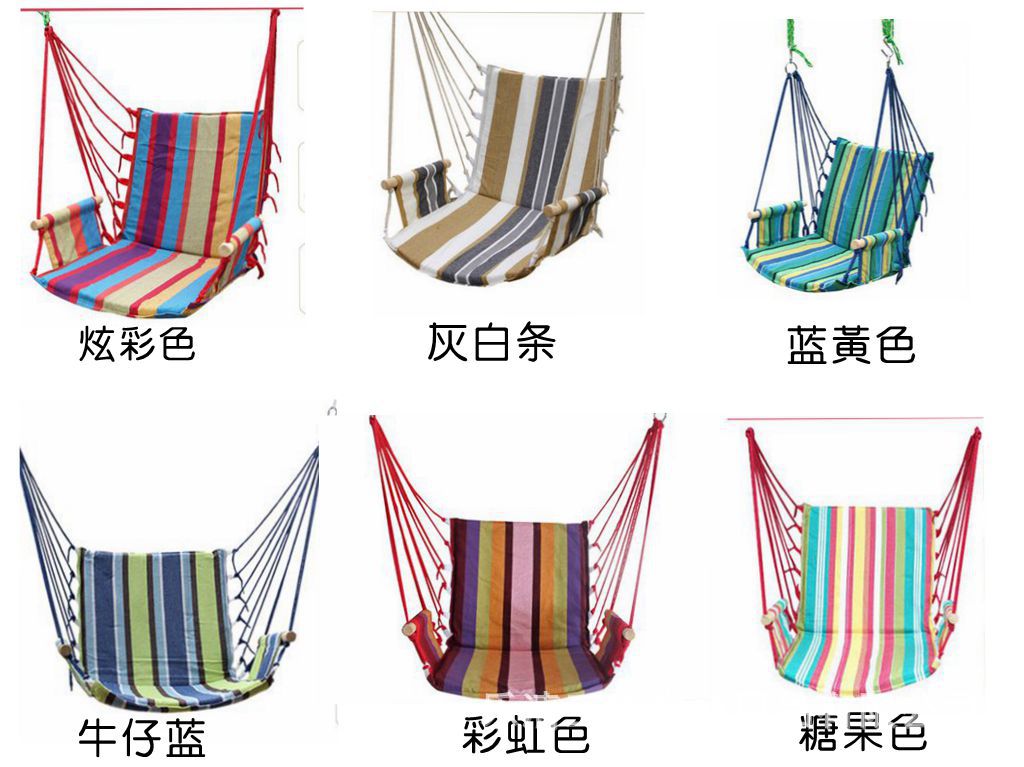 Wholesale of cross-border outdoor hammocks, balcony indoor hammocks, frame swings, leisure colorful striped canvas swings and hanging chairs pic 32