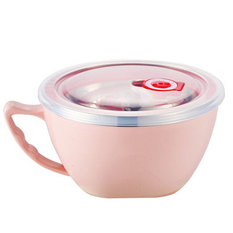 Creative 304 stainless steel instant noodle bowl, anti-scald instant noodle cup, insulated lunch box with handle, student cafeteria food preservation box pic 17