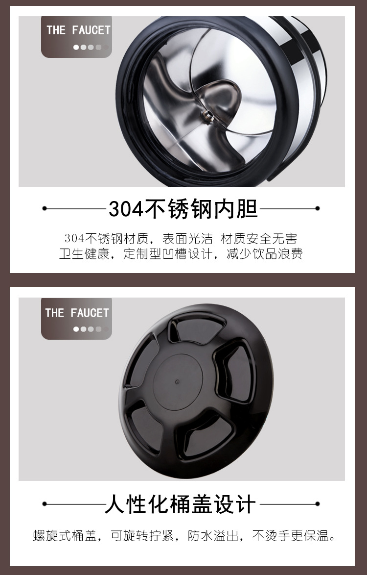 Wholesale of Lianmei commercial 304 stainless steel milk tea buckets, insulated buckets, double-layer plastic coffee soy milk buckets and breakfast buckets pic 14