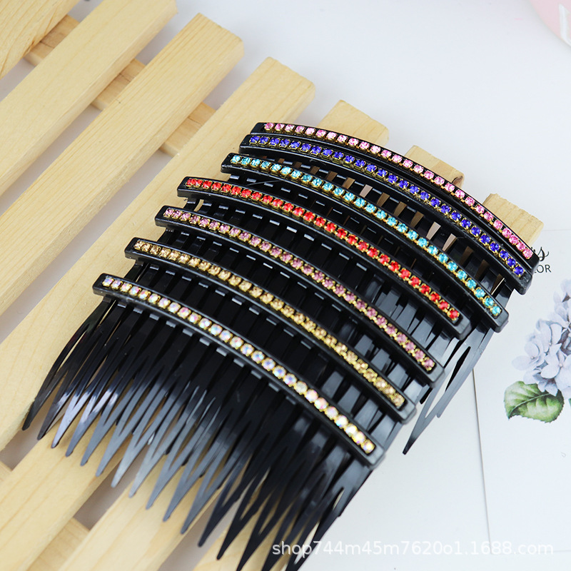 Wavy color diamond hair comb, straight hair comb, color diamond hair comb, single-row hair comb with diamonds, Korean style hair comb pic 9