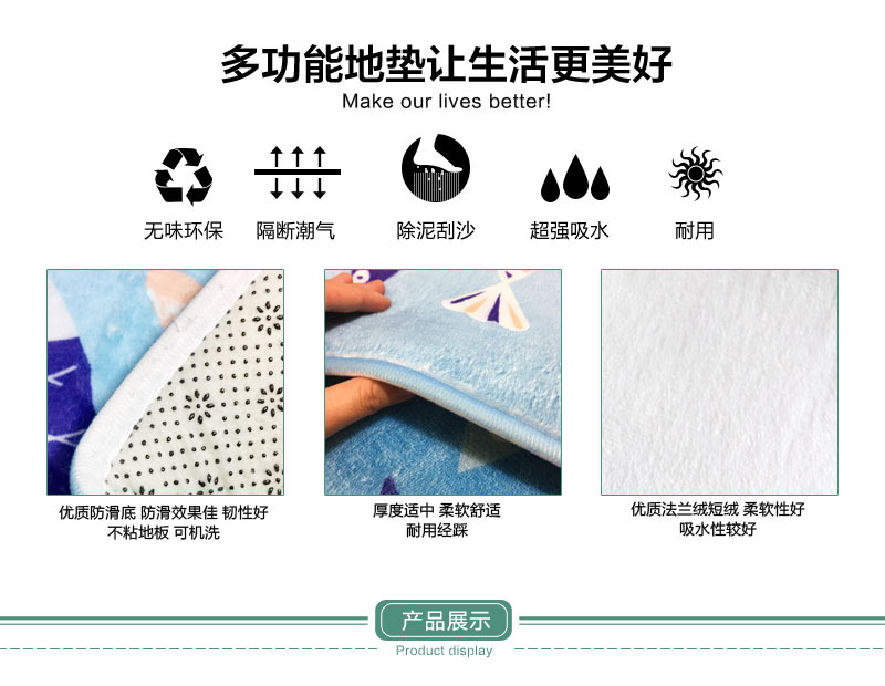 Marble-style printed coral velvet floor mat for entry, coral velvet anti-slip mat carpet for foot soles pic 5