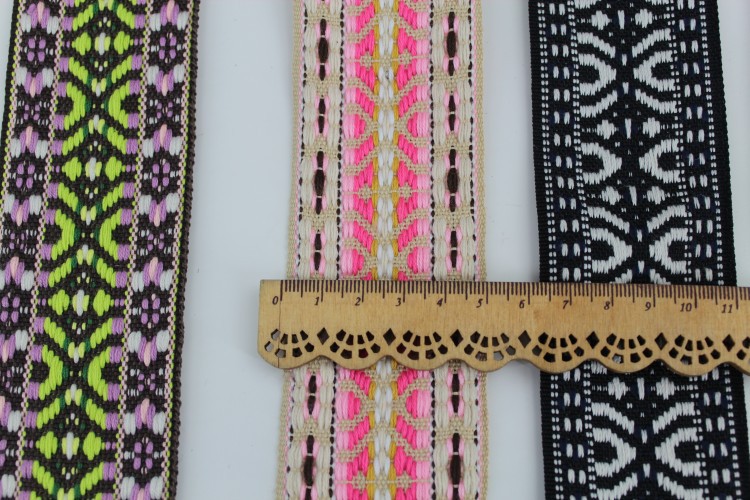 Al por mayor 50mm ancho color poliéster algodón poliéster estilo étnico jacquard correas equipaje y bolsos ropa zapatos y sombreros decoración hecho a mano DIY pic 4