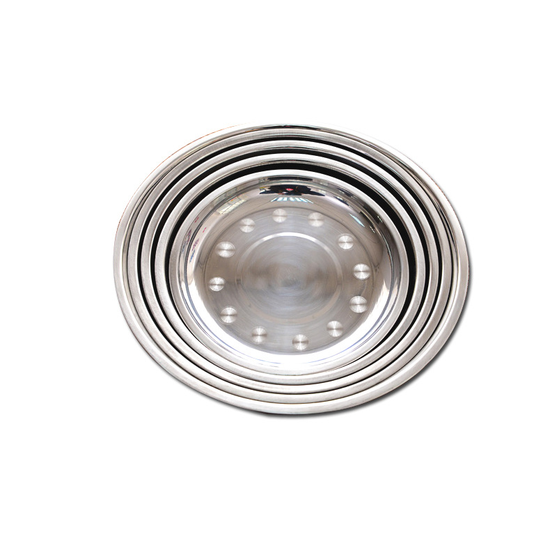 304不锈钢圆盘批发加厚圆形菜餐盘商用酒店食堂盘子厨房不锈钢盘详情13