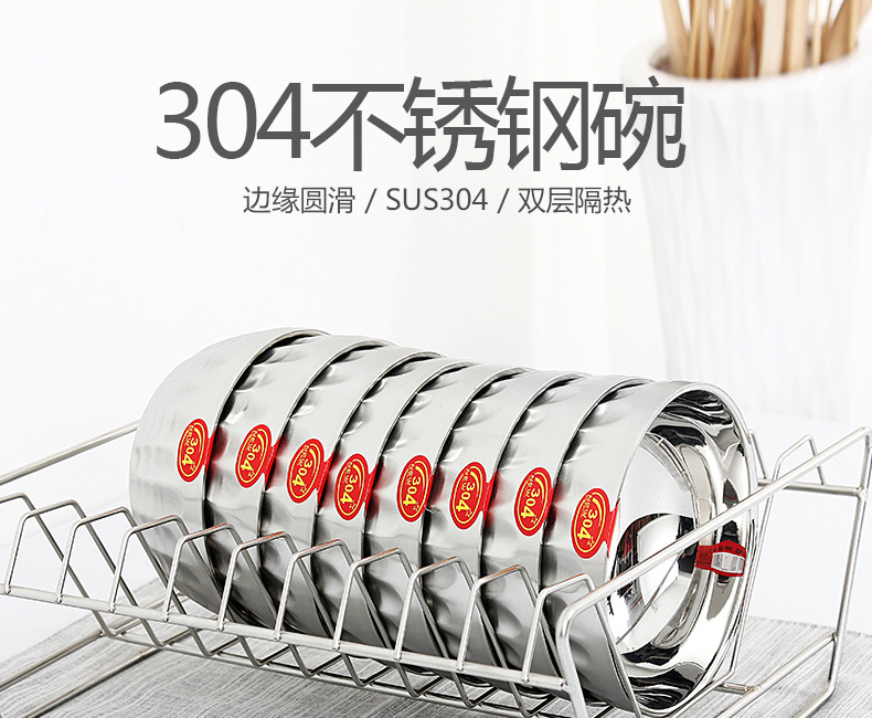 304 stainless steel bowl, family tableware bowl, creative travel portable chopsticks and spoons, picnic folding set rice bowl pic 21