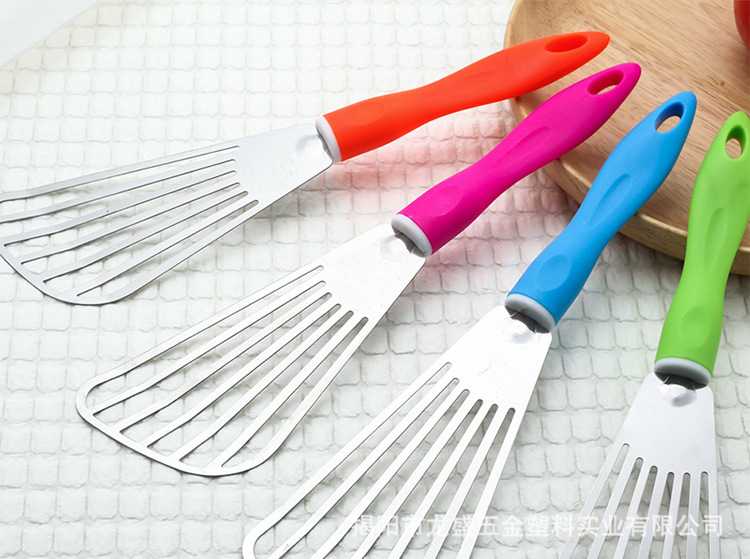 Kitchen gadgets: candy-colored handle, stainless steel cooking, slanted spatula, pancake spatula, pan-frying dumpling and fish spatula pic 5