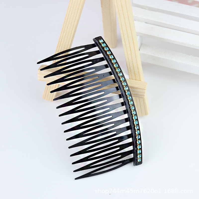 Wavy color diamond hair comb, straight hair comb, color diamond hair comb, single-row hair comb with diamonds, Korean style hair comb pic 15