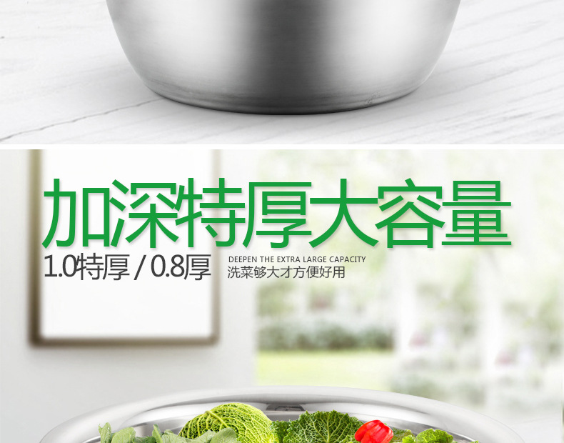 特厚不锈钢盆无磁反边特大斗盆家用脸盆酒店后厨洗菜盆新品批发详情21