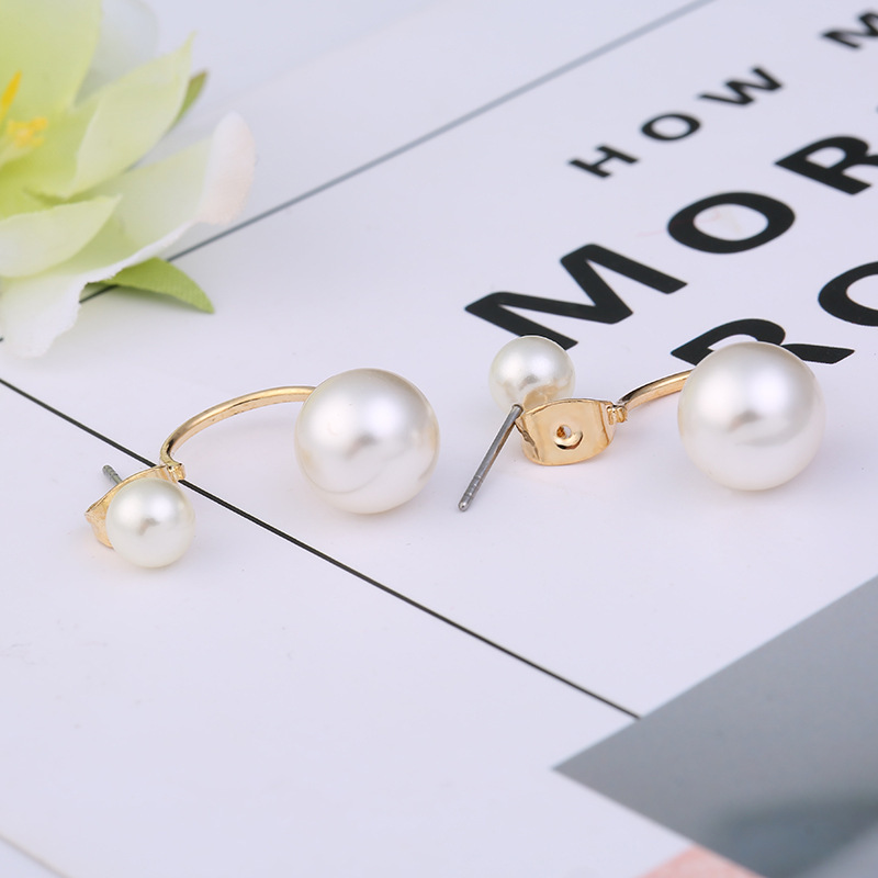 韩国明星首饰双贝珠耳钉珍珠耳环地摊货韩版经典款饰品批发详情6