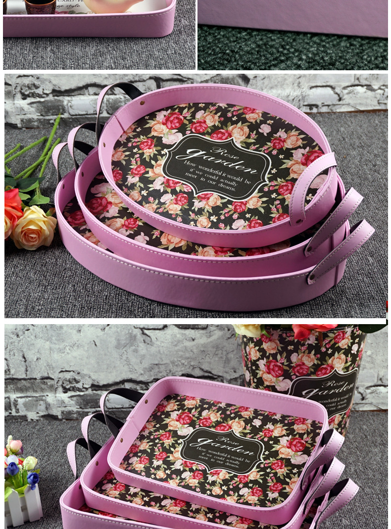 Creative tray, oval leather water coaster plate, simple tea tray, bread, fruit and fast food plate, hotel cross-border exclusive pic 2