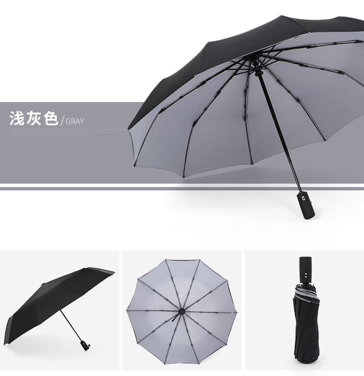 Folding ten-bone fully automatic umbrella, 10-bone wind and sun protection, all-weather umbrella, three-fold advertising umbrella, automatic double-layer umbrella pic 14