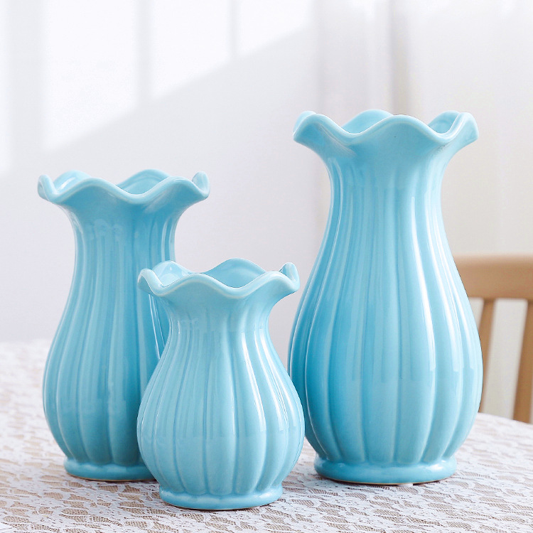 2026 White Ceramic Vase Home Decoration Sample room, Nordic ruffled edge flower vase, Chaozhou Vase manufacturer, small size pic 11