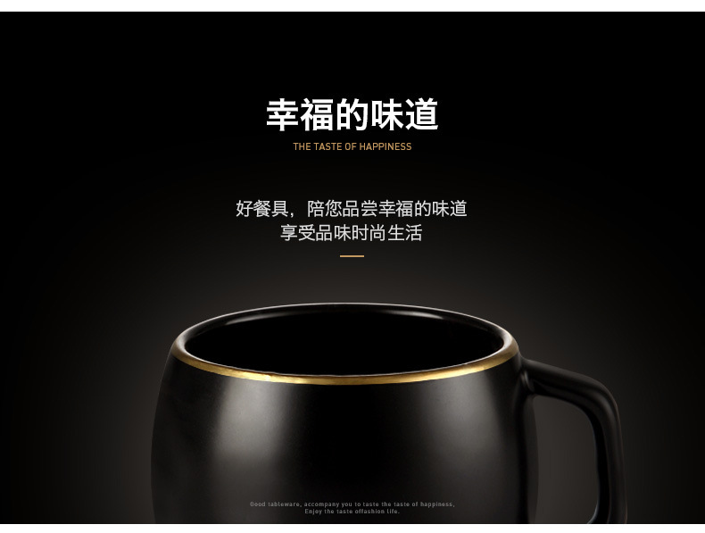 Ceramic matte black coffee cups and plates, ins light luxury gold edge afternoon tea cups, plates and spoons, Nordic-style business gifts pic 13