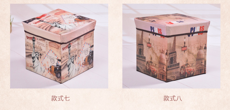 Retro-style large-capacity storage box, folding storage box, easy to clean, seating storage stool, home goods organization box pic 8