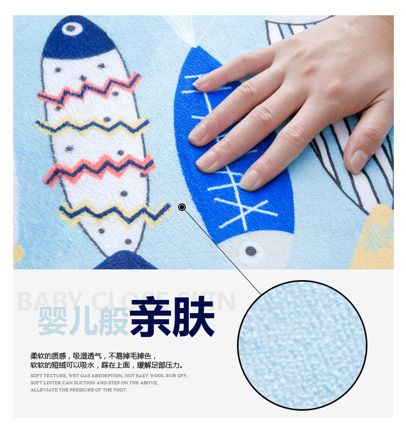 Marble-style printed coral velvet floor mat for entry, coral velvet anti-slip mat carpet for foot soles pic 17