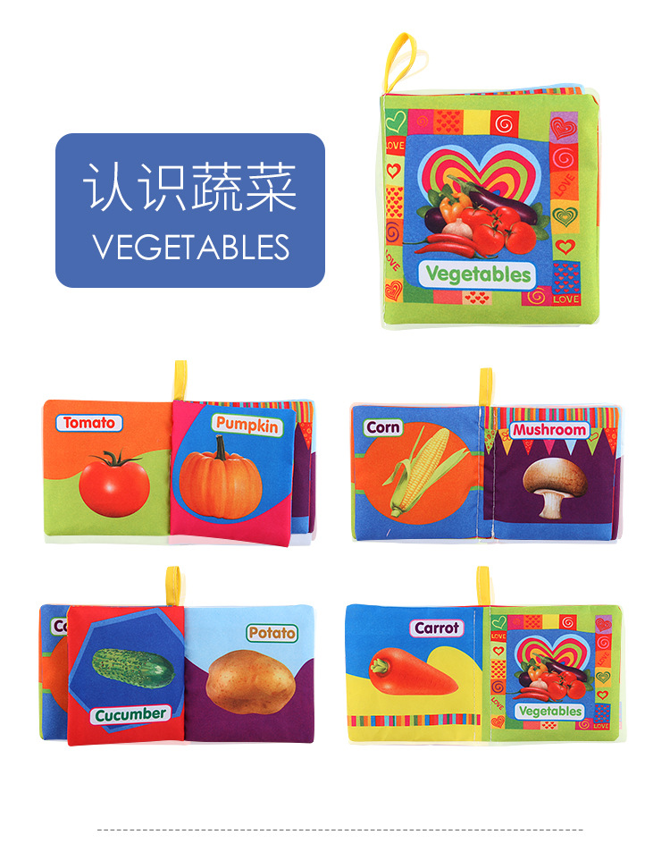 Amazon cross-border 3D baby cloth books, early education toys, English palm books, animal number recognition baby cloth books pic 30