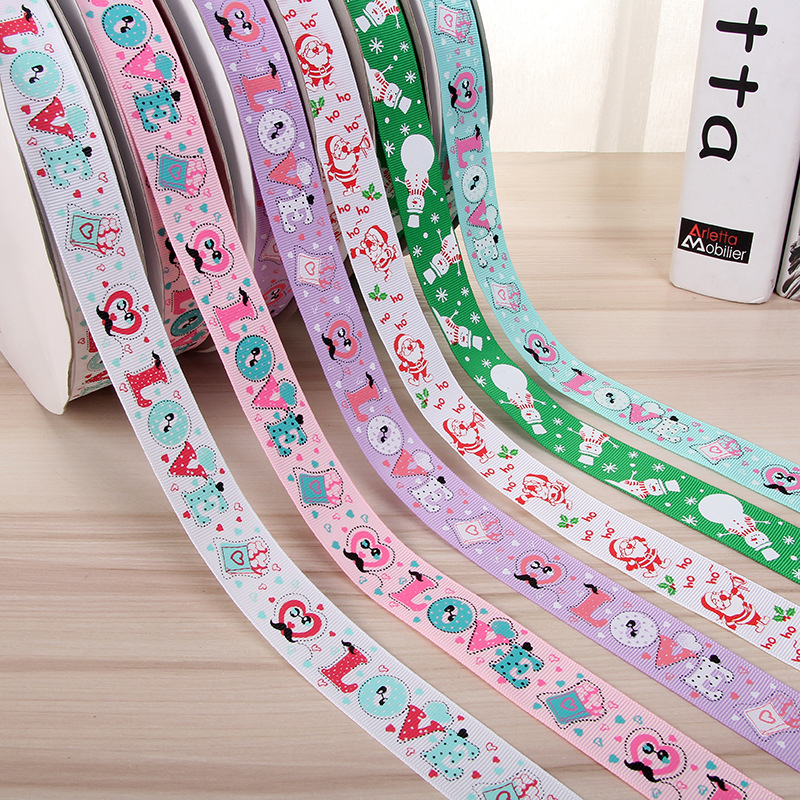 螺纹带情人节系列 LOVE多色印花螺纹带礼品鲜花包装彩带缎带批发详情5